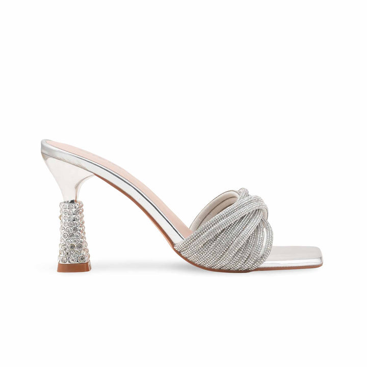 Silver Fancy Sandal For Women FN6246