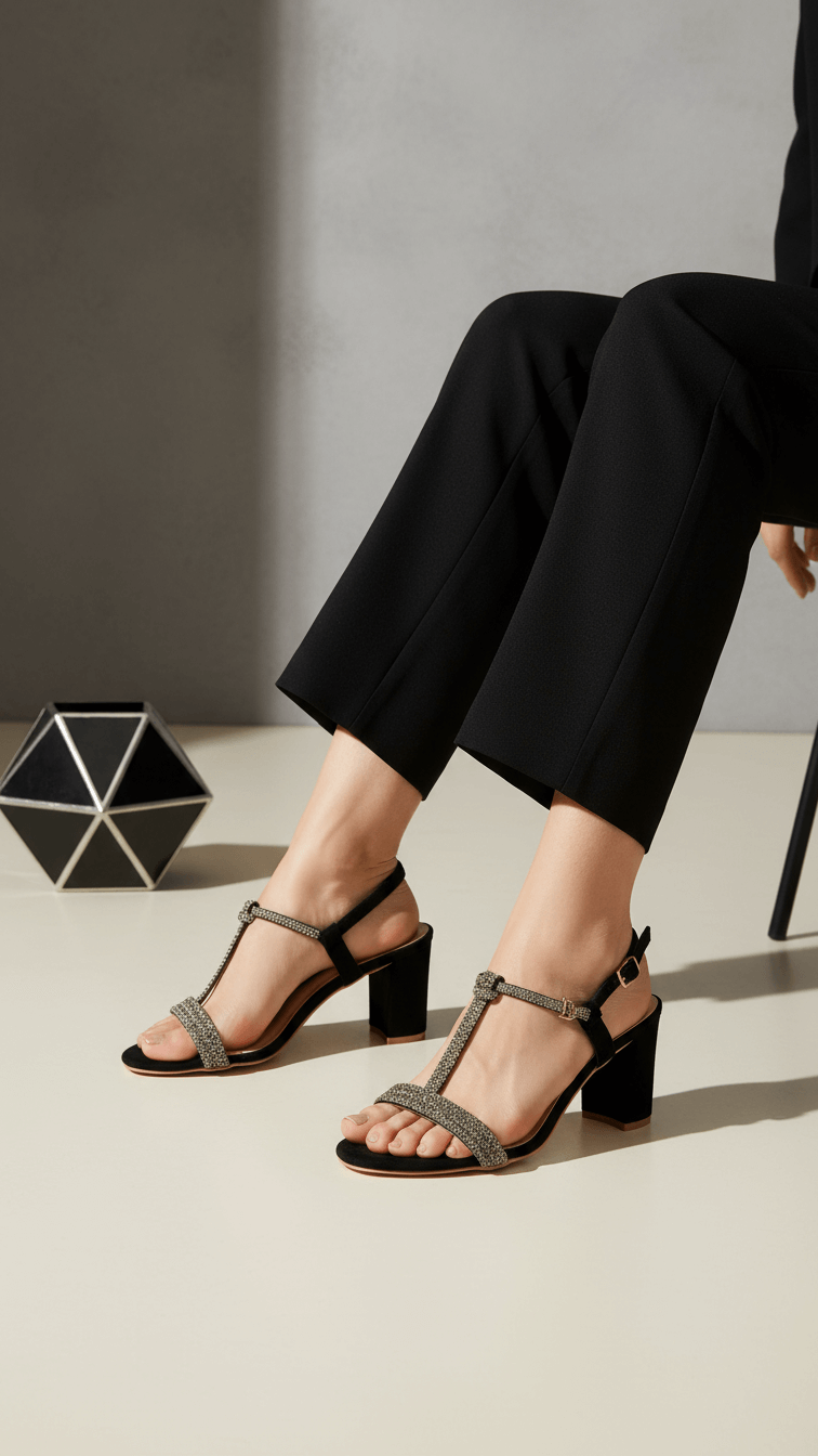 Black Fancy Sandal For Ladies FN6247