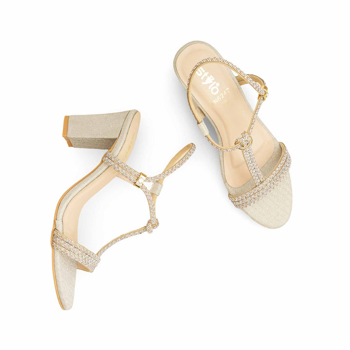 Golden Fancy Sandal For Ladies FN6247