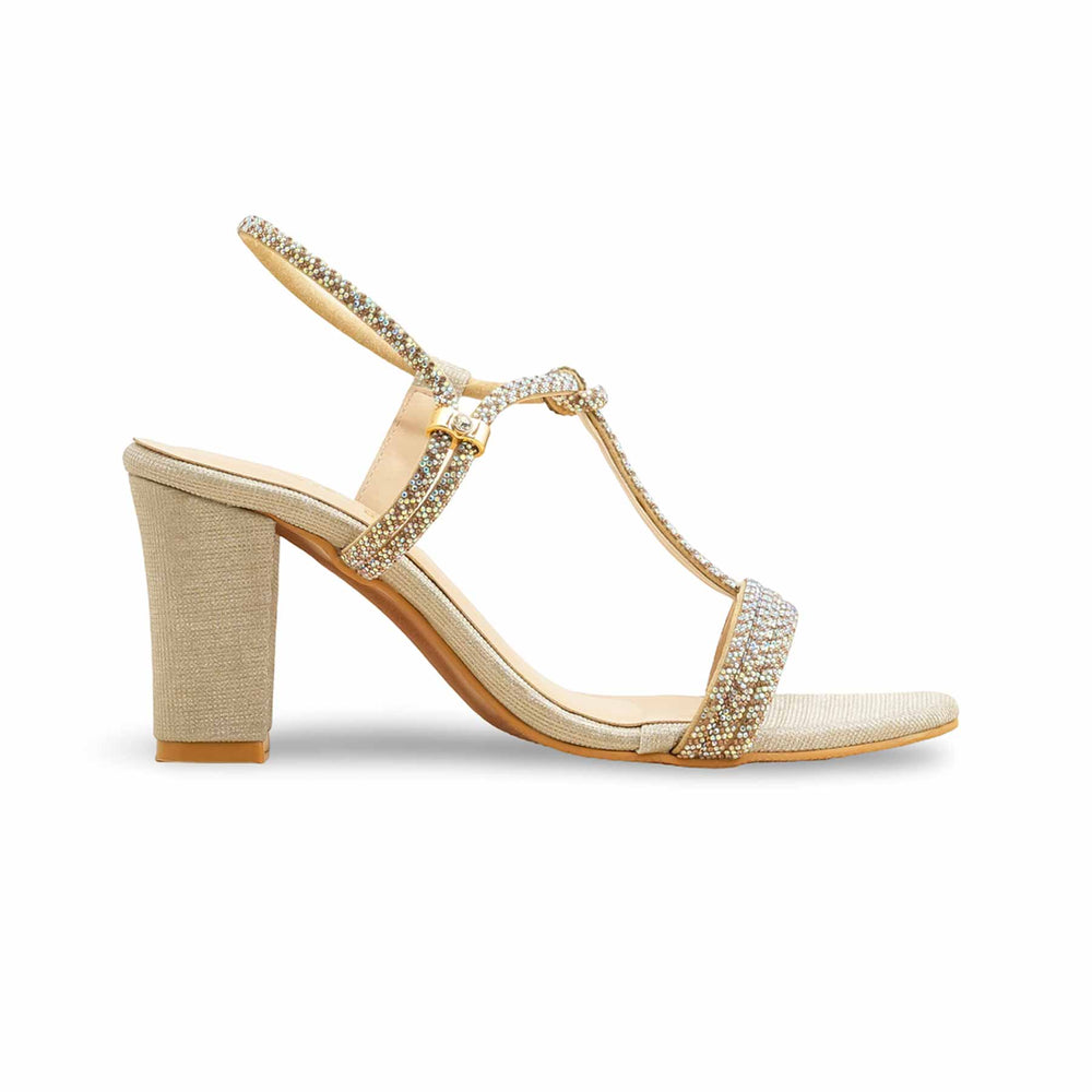 Golden Fancy Sandal For Ladies FN6247