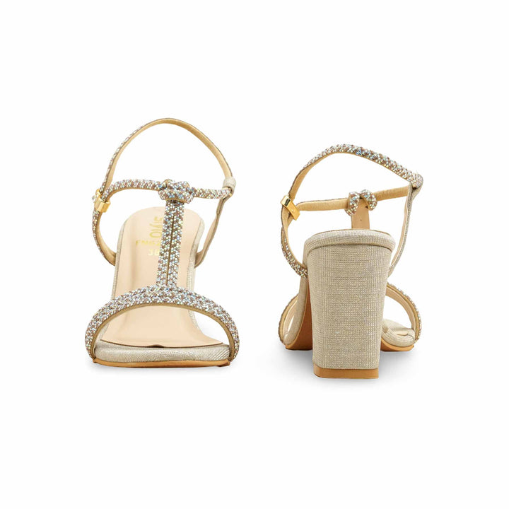 Golden Fancy Sandal For Ladies FN6247