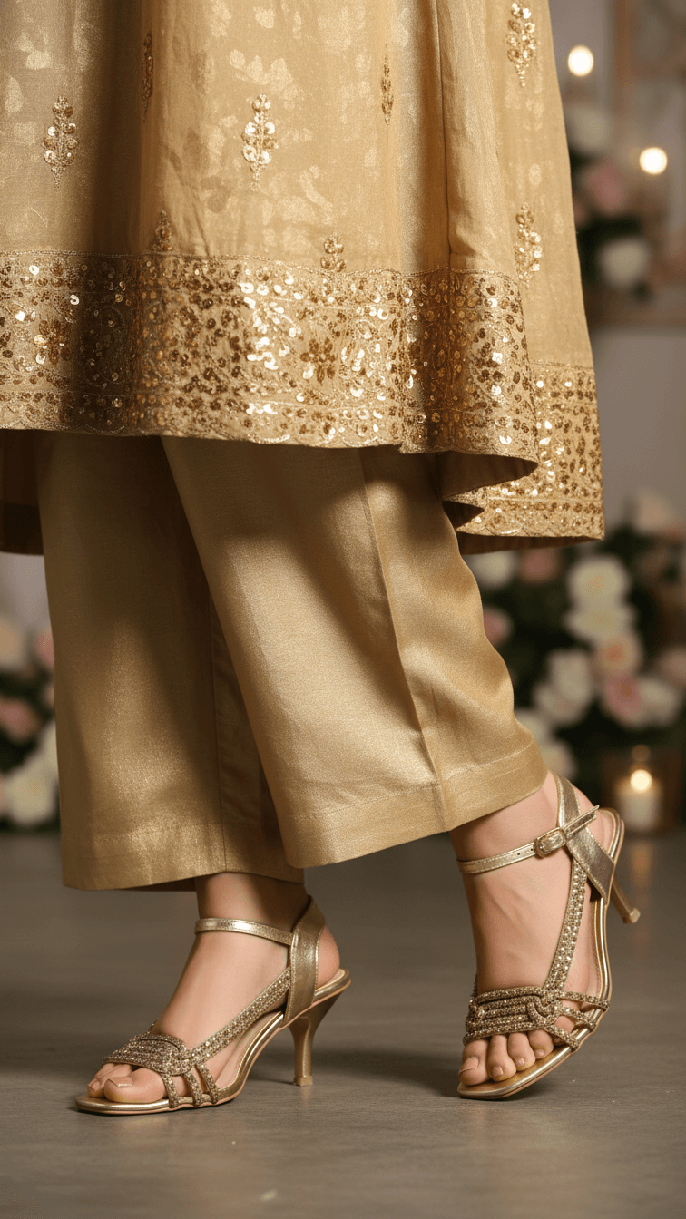 Golden Fancy Sandal For Women FN6251