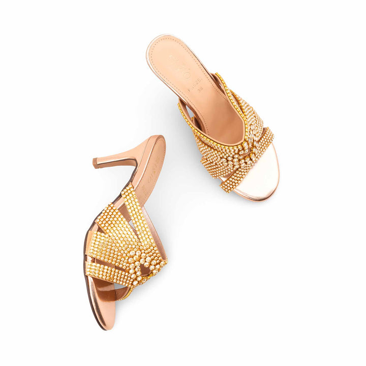 Golden Fancy Sandal For Ladies FN6252