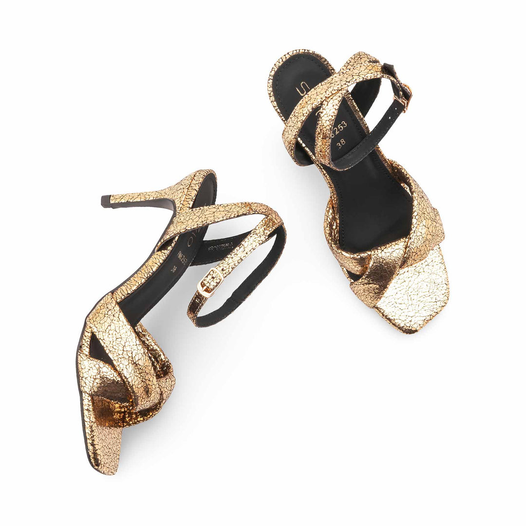 Golden Fancy Sandal For Women FN6253