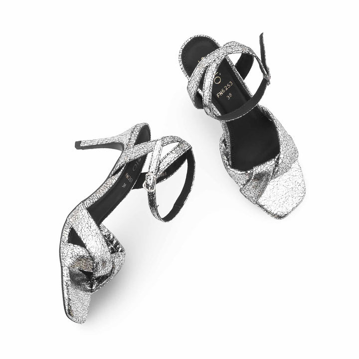 Silver Fancy Sandal For Women FN6253