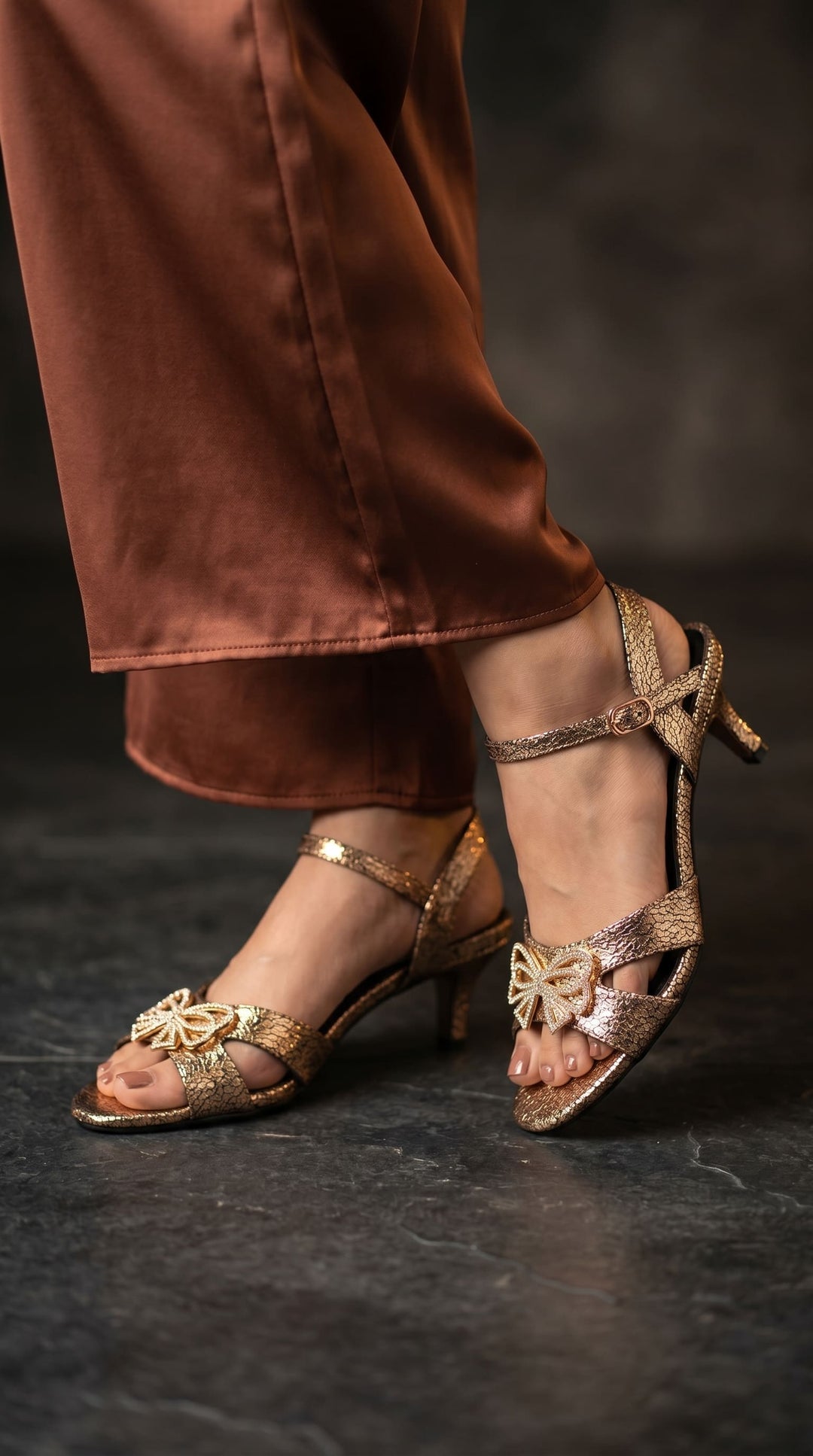 Golden Fancy Sandal For Women FN6257