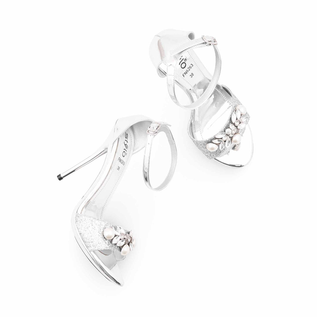 Silver Fancy Bridal Sandal FN6263