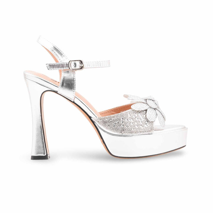 Silver Fancy Sandal For Women FN6272