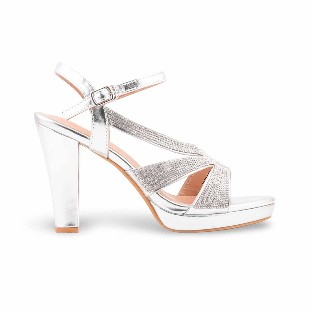 Silver Fancy Sandal For Women FN6273