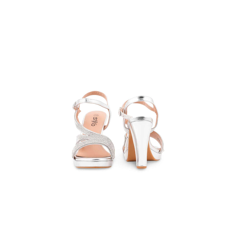 Silver Fancy Sandal For Women FN6273