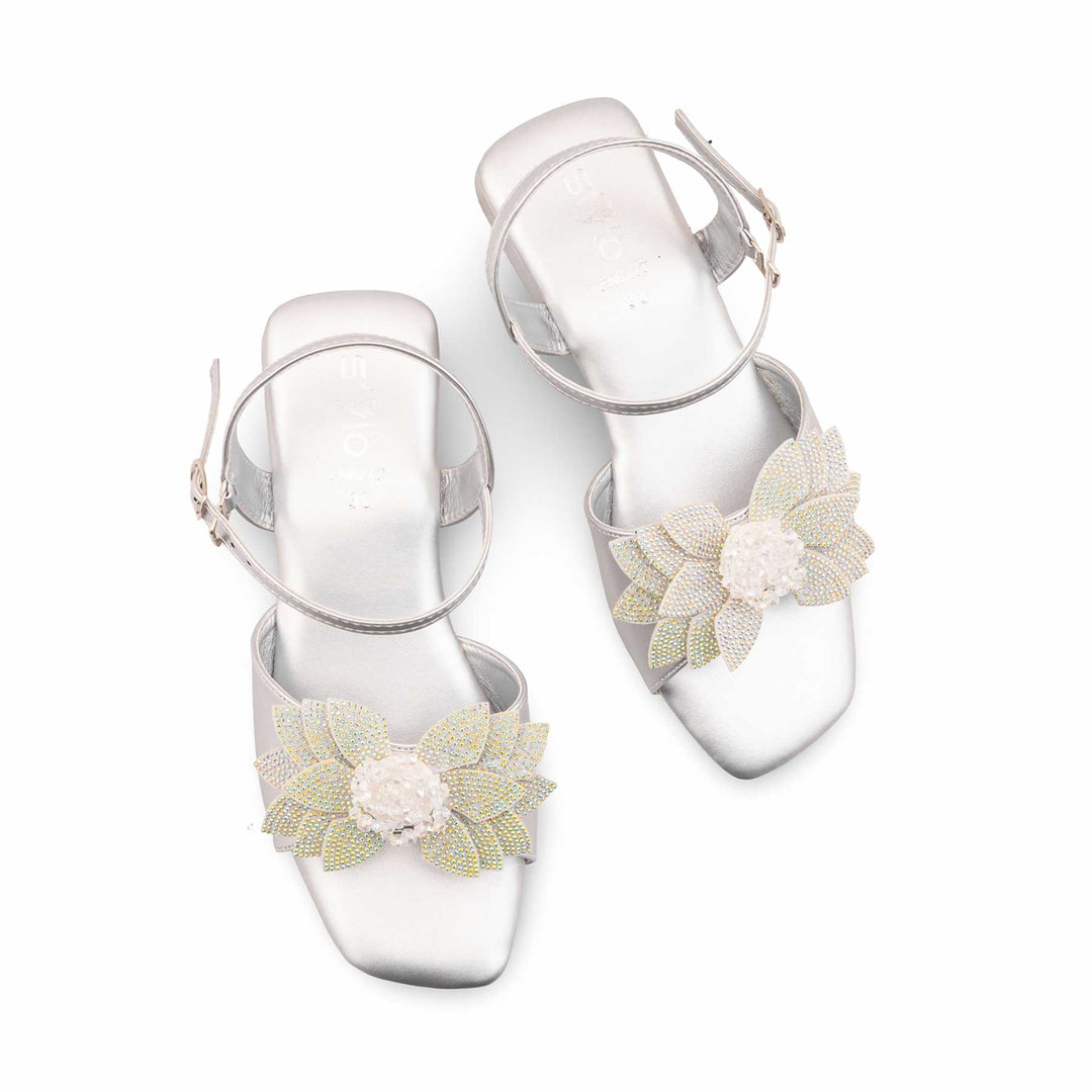 Silver Fancy Sandal For Ladies FN6277