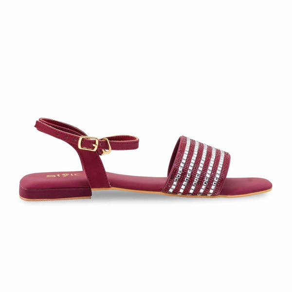 Maroon Fancy Sandal For Ladies FN6278