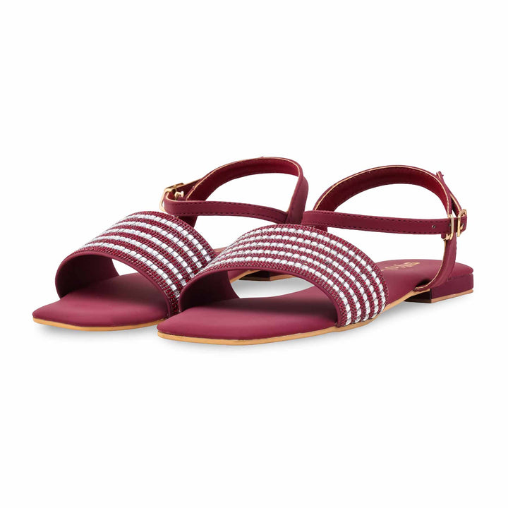 Maroon Fancy Sandal For Ladies FN6278