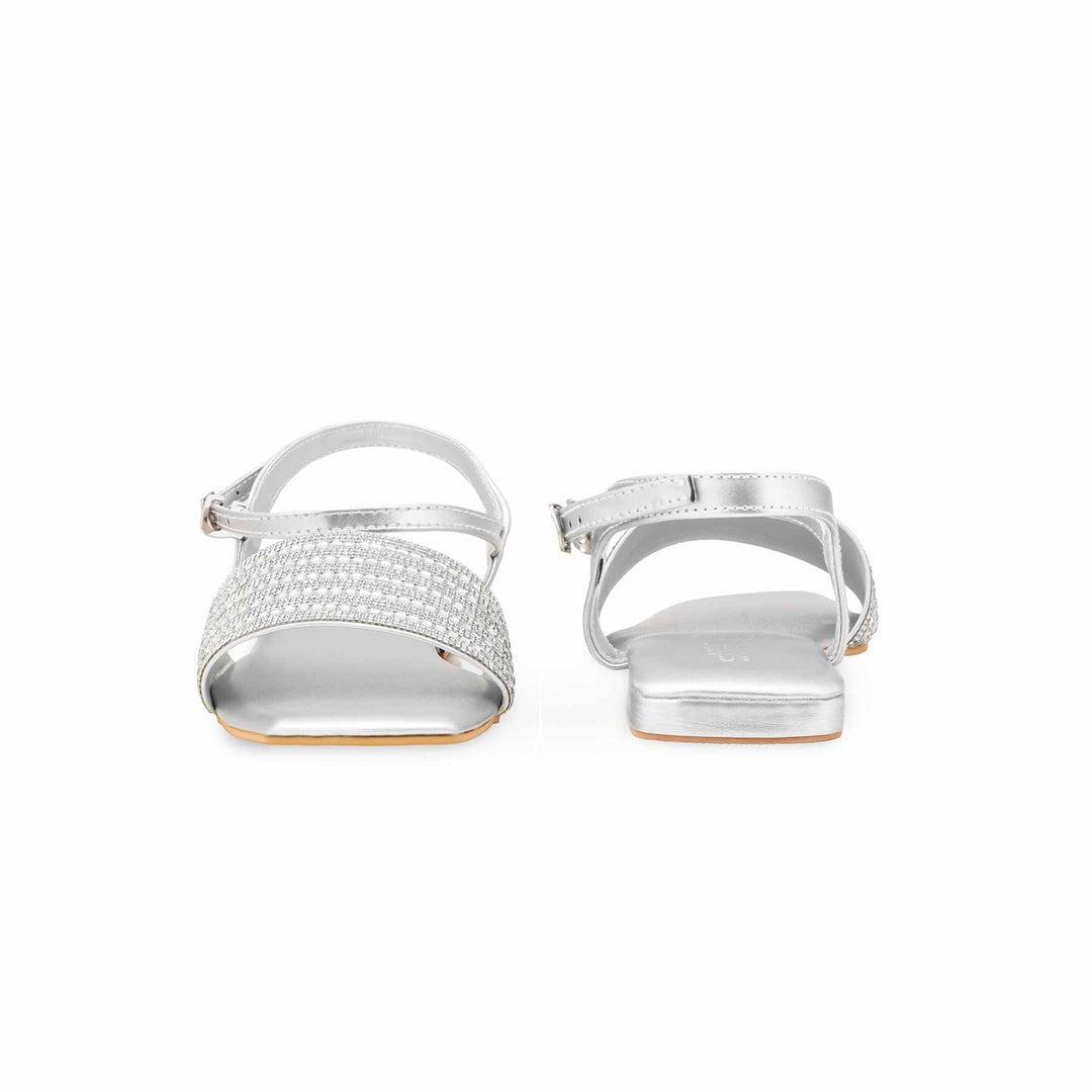 Silver Fancy Sandal For Ladies FN6278