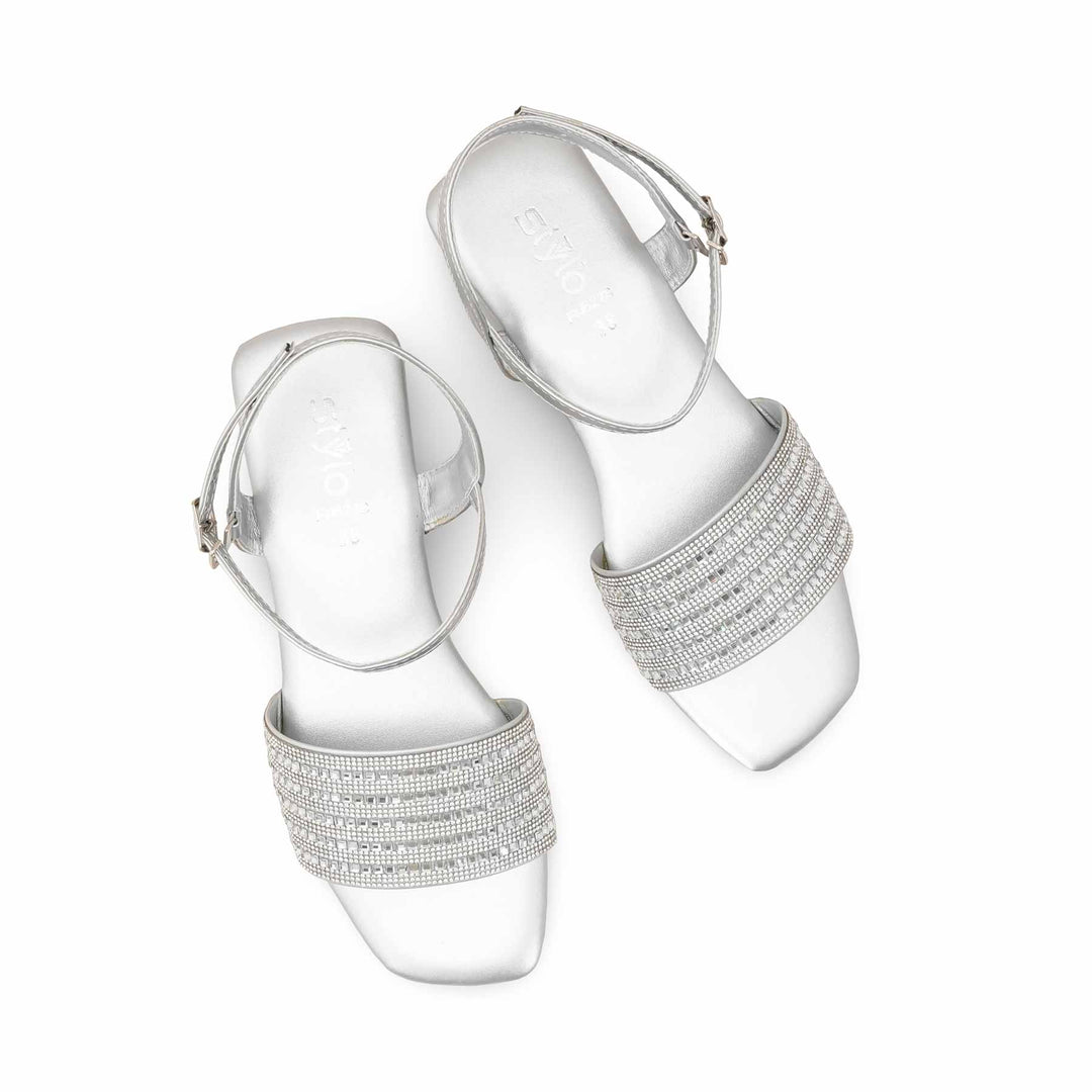 Silver Fancy Sandal For Ladies FN6278