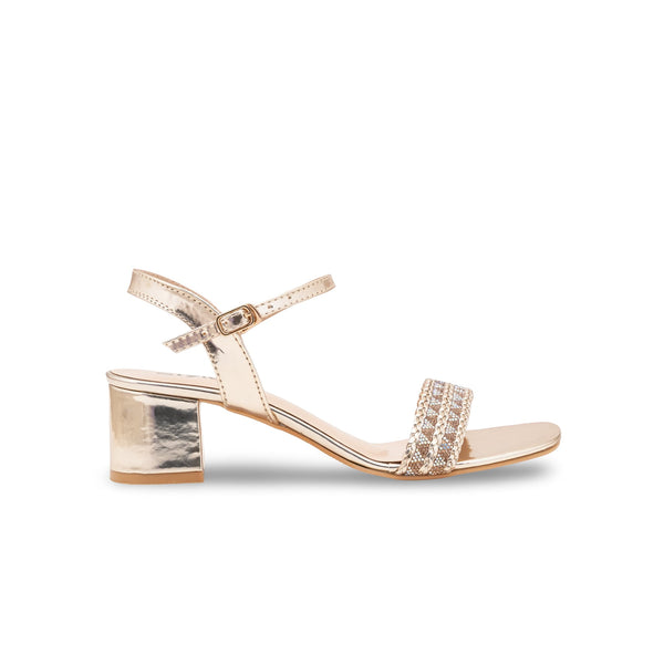 Golden Fancy Sandal For Ladies FN6279