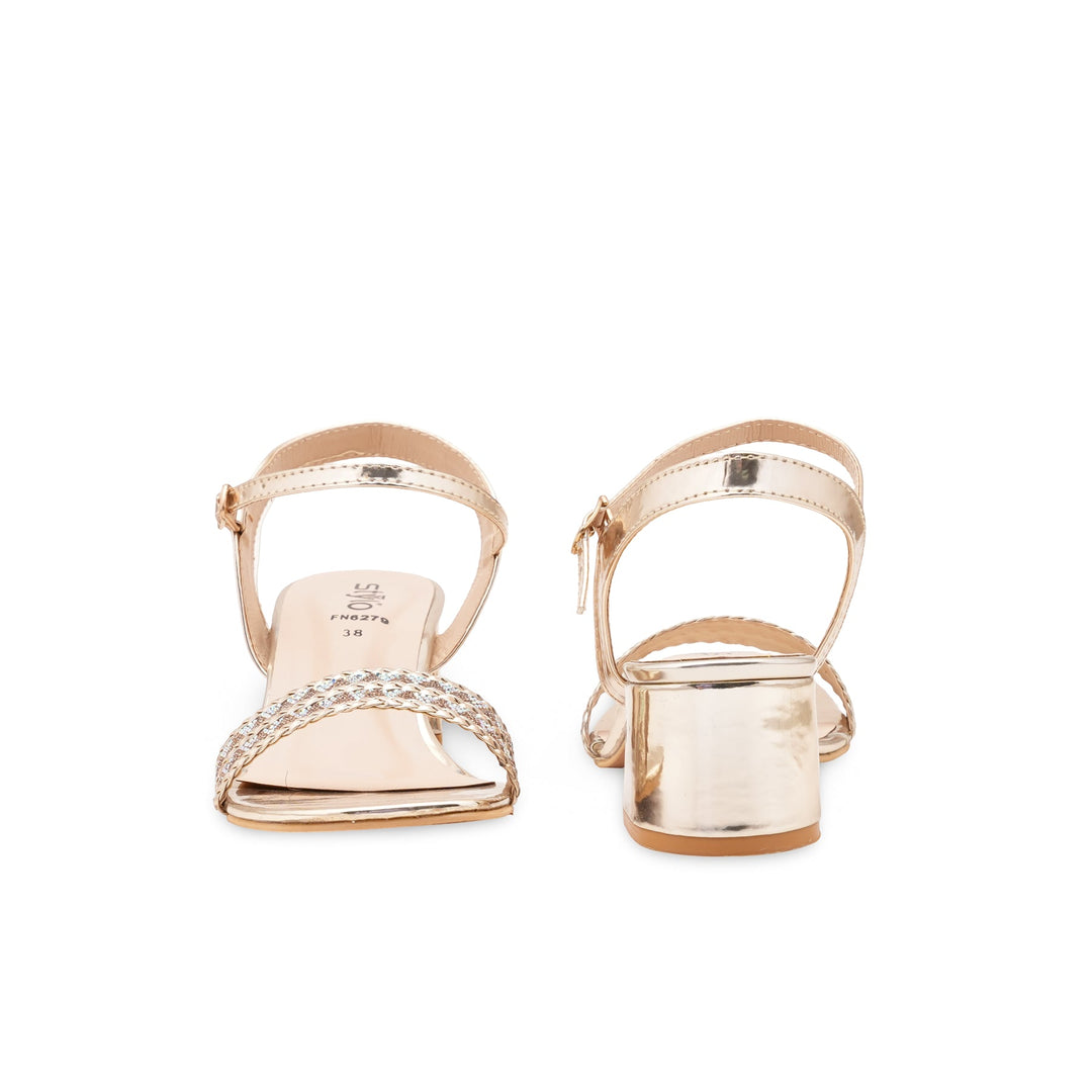 Golden Fancy Sandal For Ladies FN6279