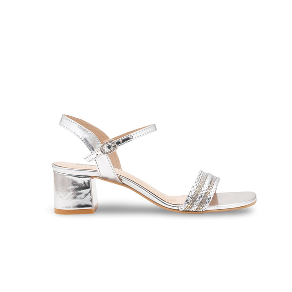 Silver Fancy Sandal For Ladies FN6279