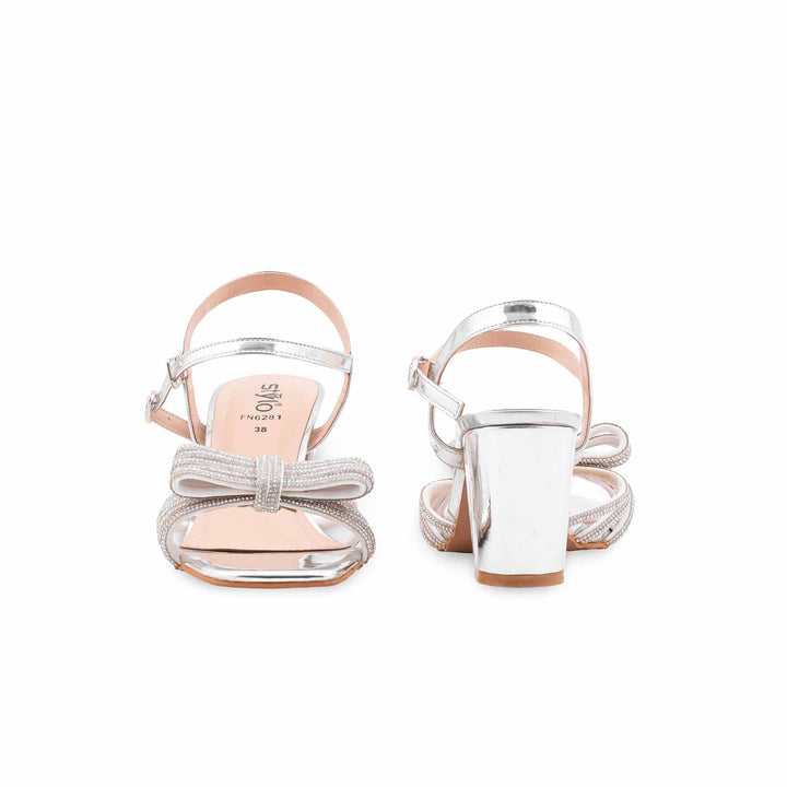 Silver Fancy Sandal For Ladies FN6281