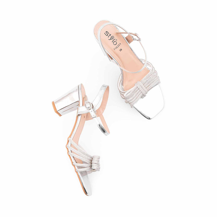 Silver Fancy Sandal For Ladies FN6281