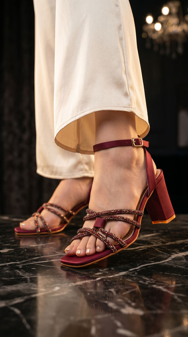 Maroon Fancy Sandal For Women FN6284