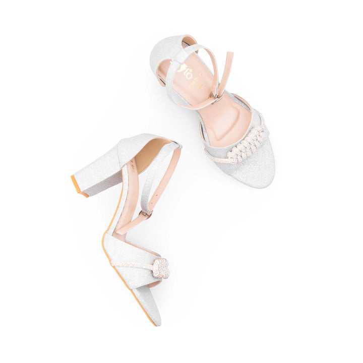 Silver Fancy Sandal For Ladies FN6286