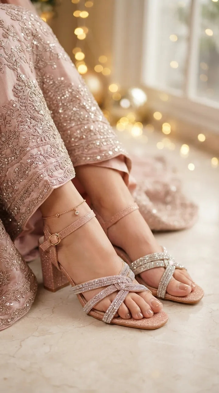 Peach Fancy Sandal For Women FN6287