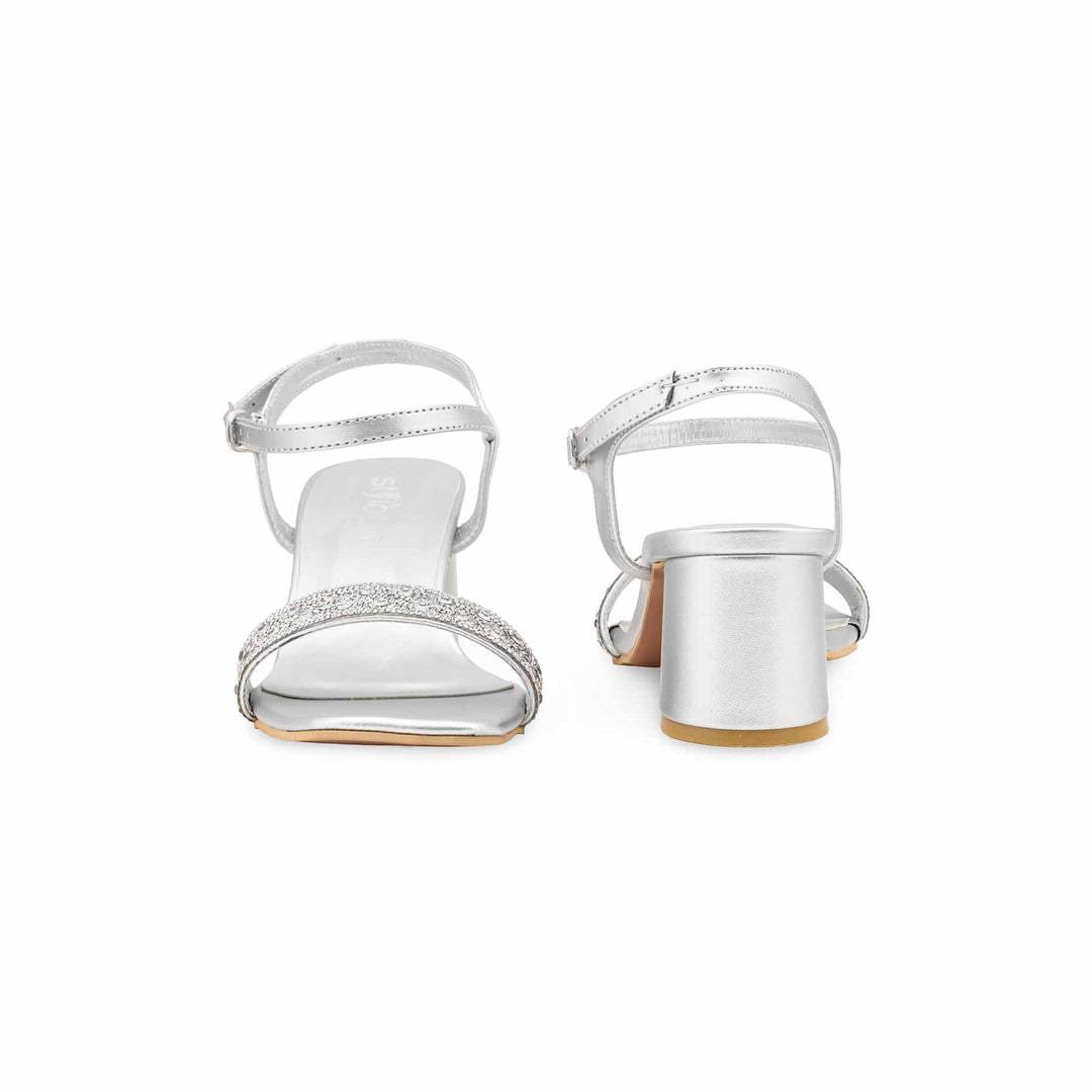 Silver Fancy Sandal For Women FN6289