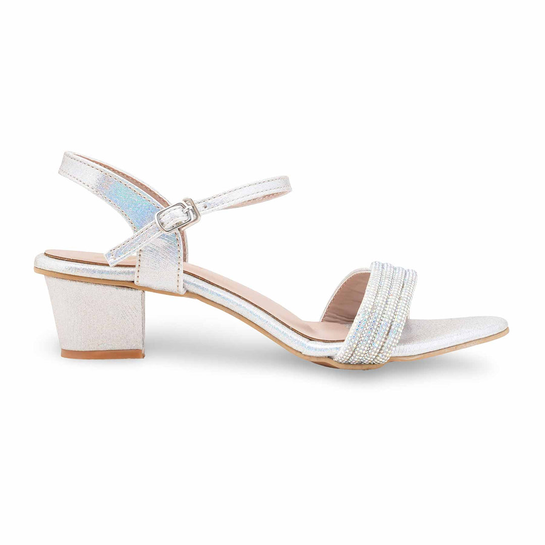 Silver Fancy Sandal For Ladies FN6290