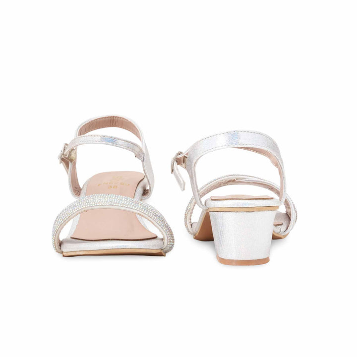 Silver Fancy Sandal For Ladies FN6290