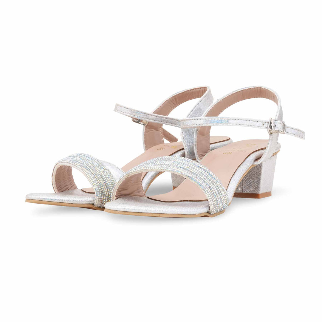 Silver Fancy Sandal For Ladies FN6290