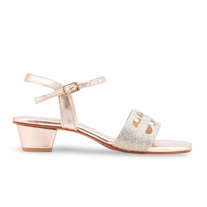 Golden Fancy Sandal For Ladies FN6298