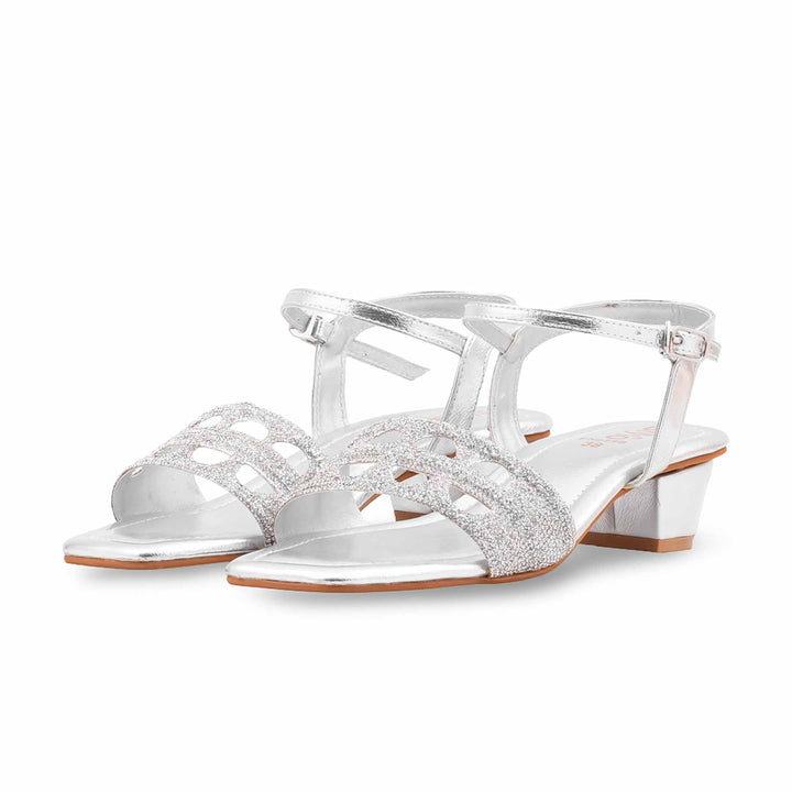 Silver Fancy Sandal For Ladies FN6298