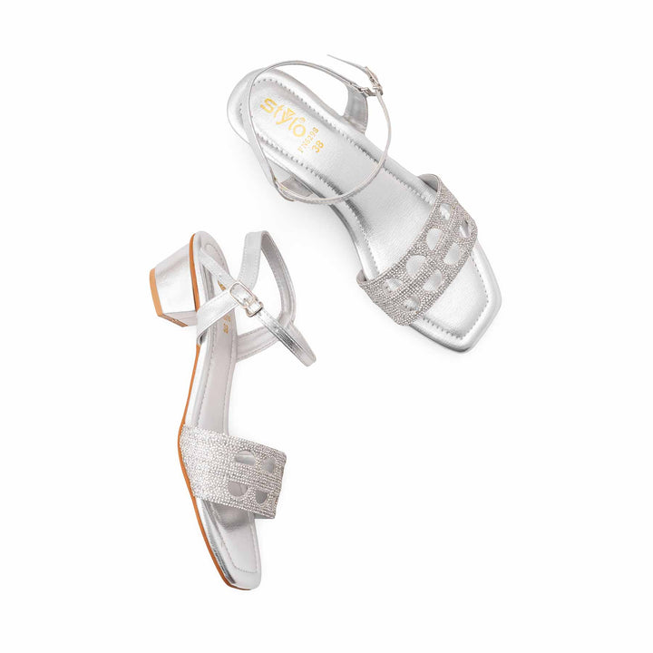 Silver Fancy Sandal For Ladies FN6298
