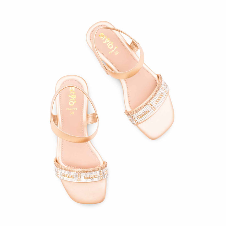 Golden Fancy Sandal For Ladies FN6299