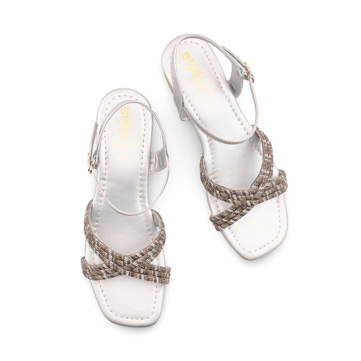 Silver Fancy Sandal For Women FN6302