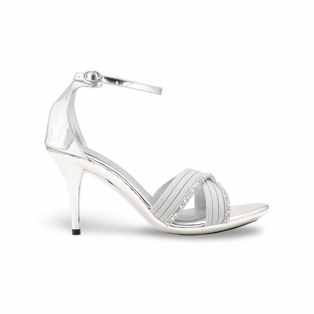 Silver Fancy Sandal For Women FN6310