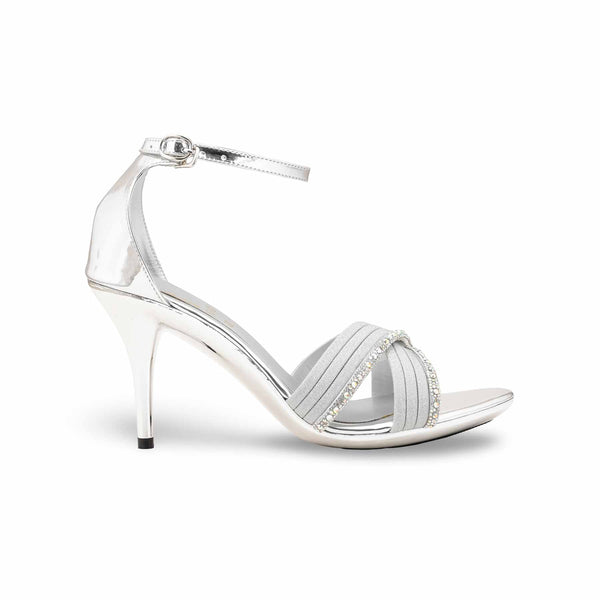 Silver Fancy Sandal For Women FN6310