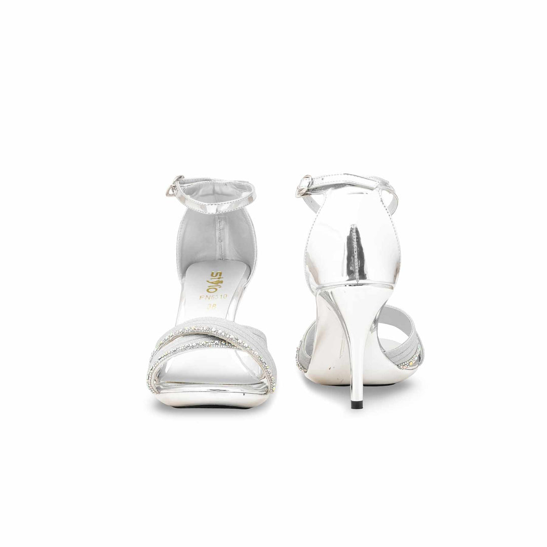 Silver Fancy Sandal For Women FN6310