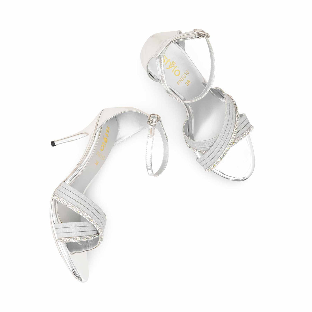 Silver Fancy Sandal For Women FN6310
