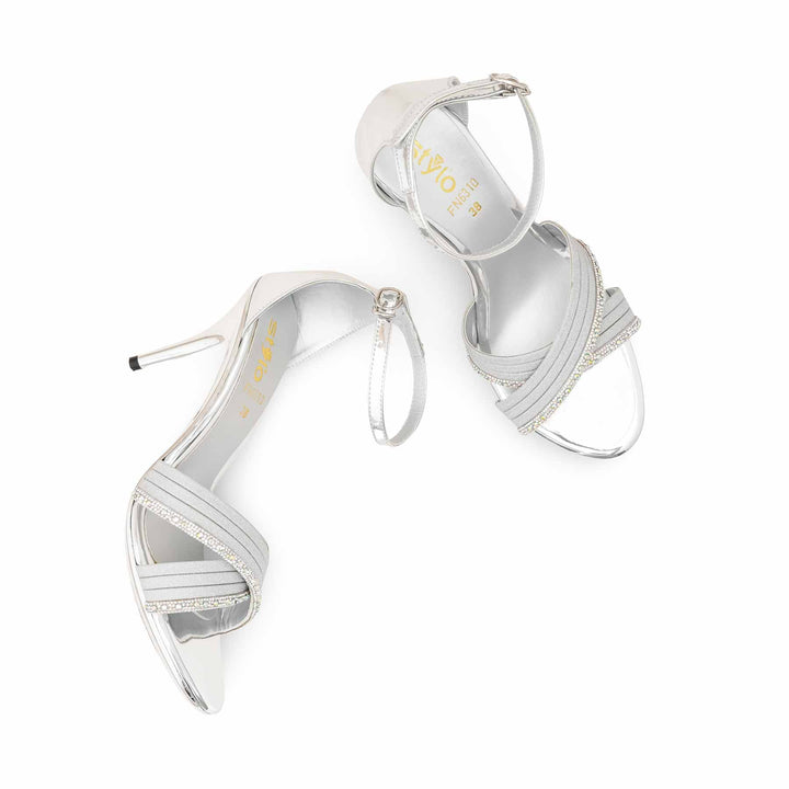 Silver Fancy Sandal For Women FN6310