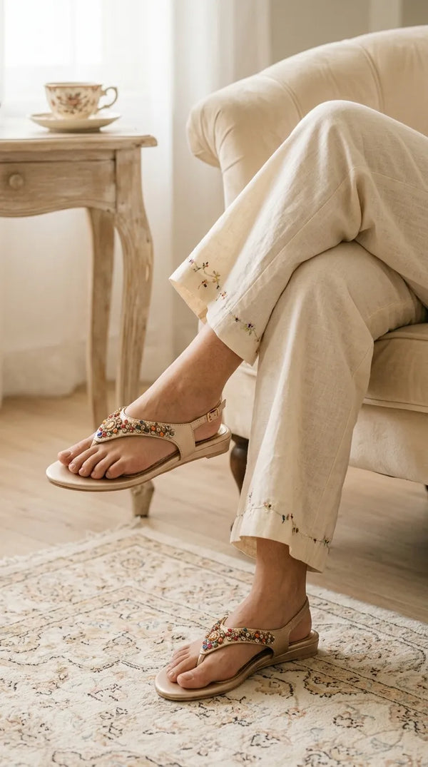 Golden Fancy Sandal For Women FN6314
