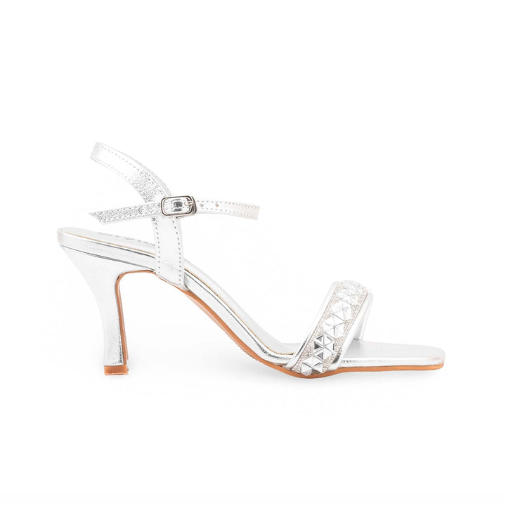 Silver Fancy Sandal For Women FN6329