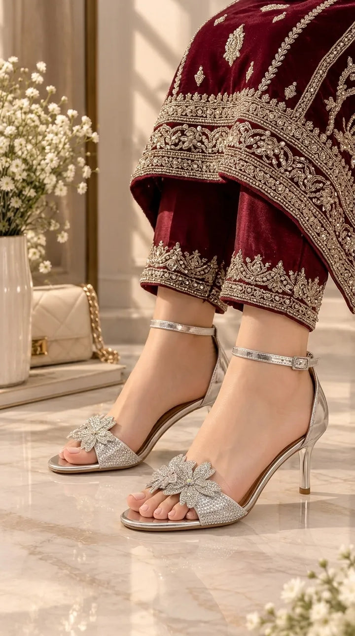 Silver Fancy Bridal Sandal FN6340