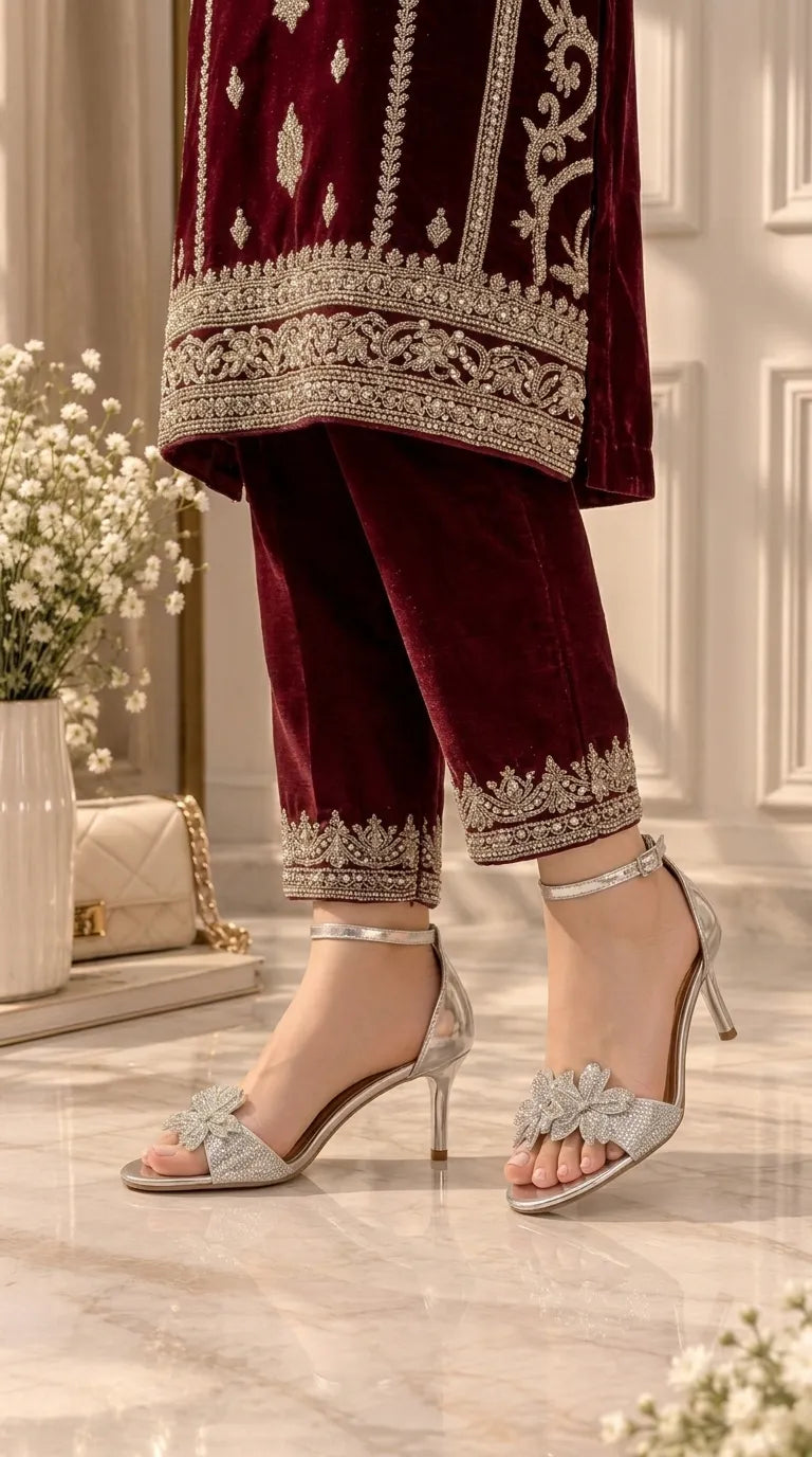 Silver Fancy Bridal Sandal FN6340