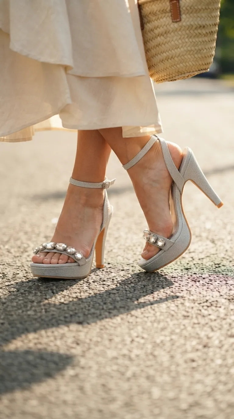 Silver Fancy Bridal Sandal FN6394