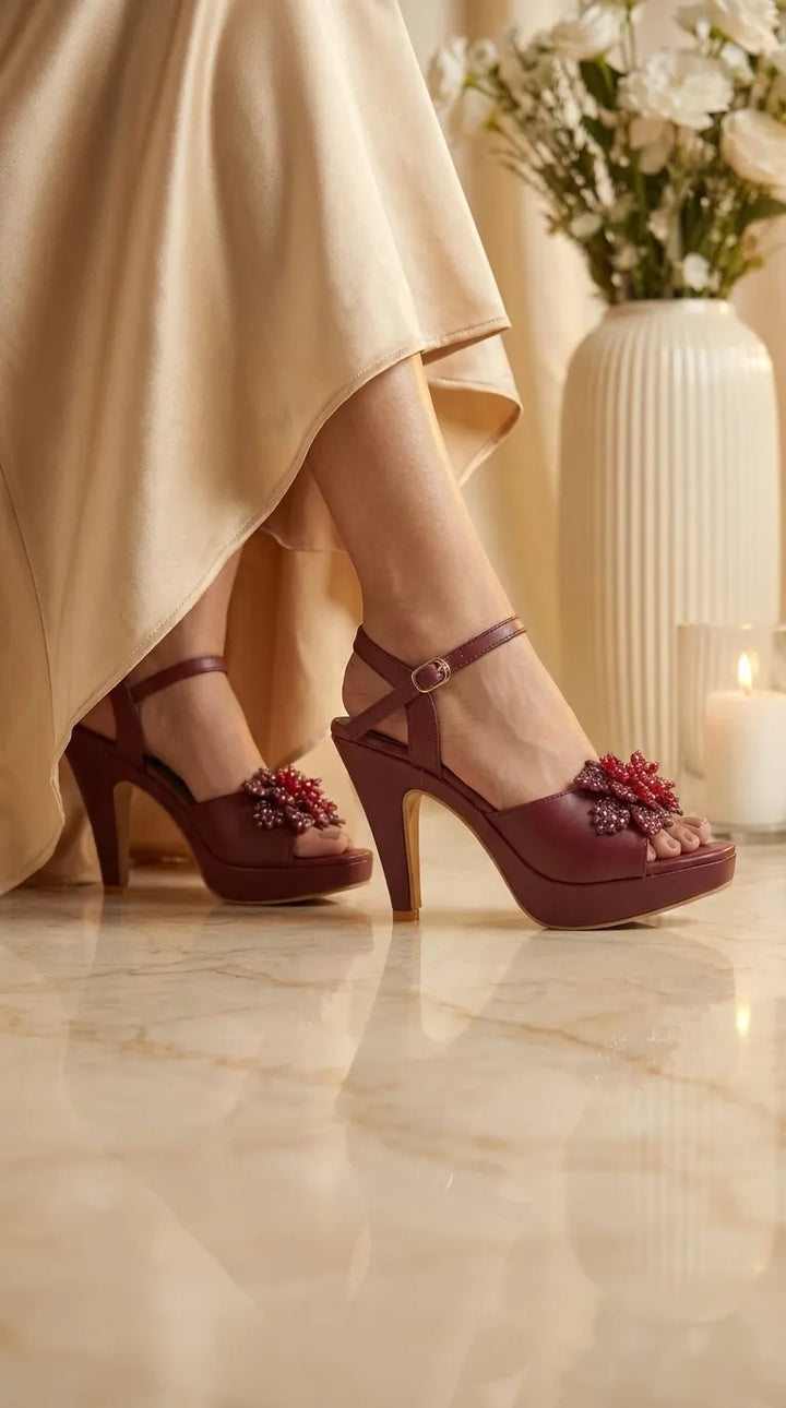 Maroon Fancy Bridal Sandal FN6400