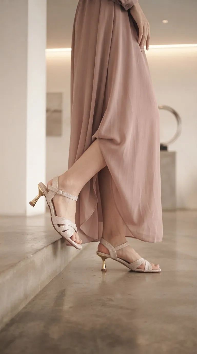 Golden Fancy Sandal For Ladies FN6411