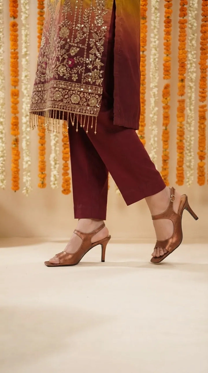 Copper Fancy Sandal For Ladies FN6420
