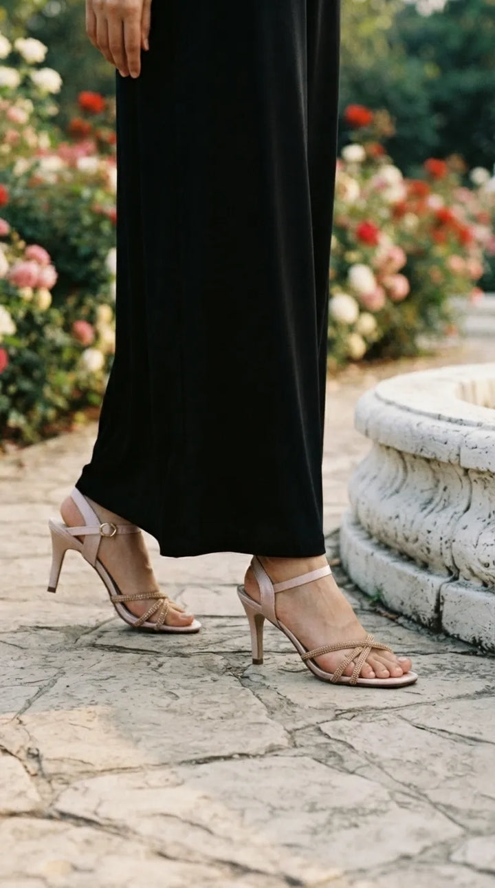Golden Fancy Sandal For Ladies FN6438